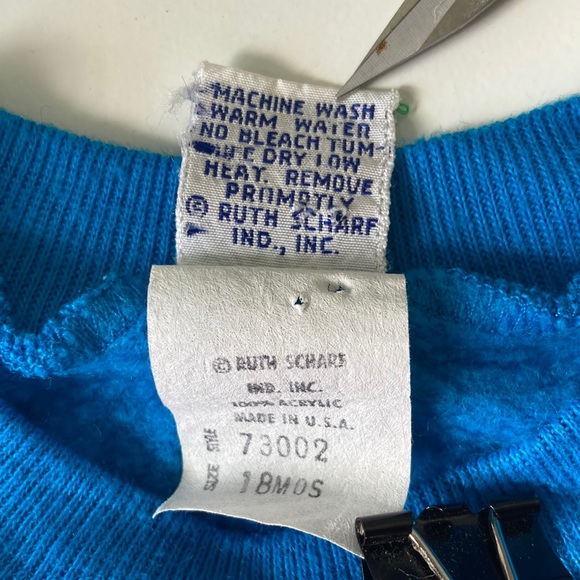 Ruth Scharf vintage 80s turquoise unisex appliqué sweatshirt sz 18 mos - Picture 9 of 10